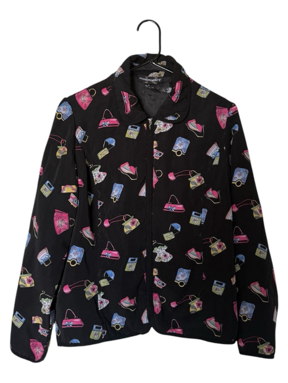 Cute Novelty Print Blouse Jacket Size S – Black Handbag Pattern